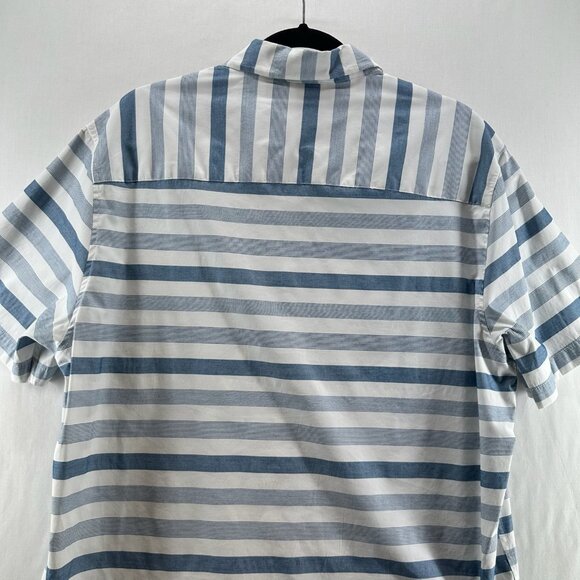 Julian & Mark Striped Button-Up Shirt Mens XL Short Sleeve Collared Blue White - Picture 4 of 11